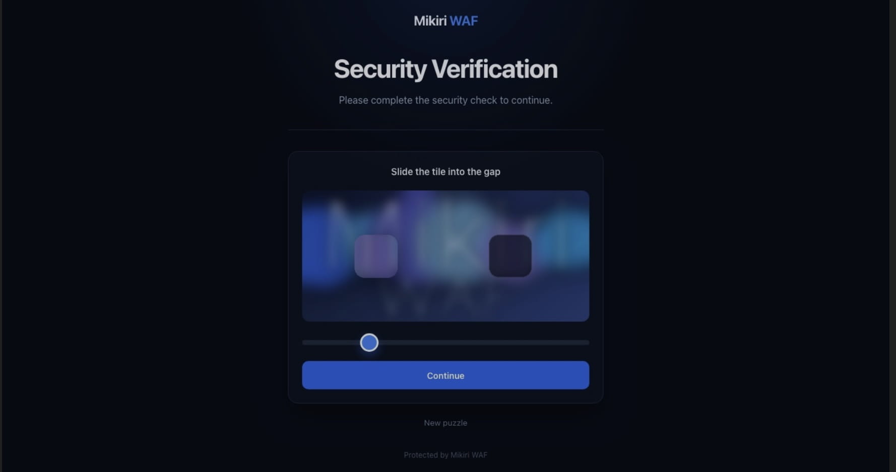 Mikiri WAF CAPTCHA slider puzzle